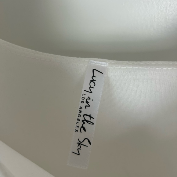 Lucy in the Sky White Asymmetrical Wrap Front Tie Long Sleeve Dress Small - Picture 3 of 5